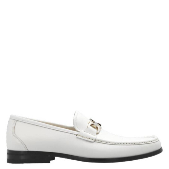 Ferragamo White Gancini Ornament Loafers, Size 029457 769878