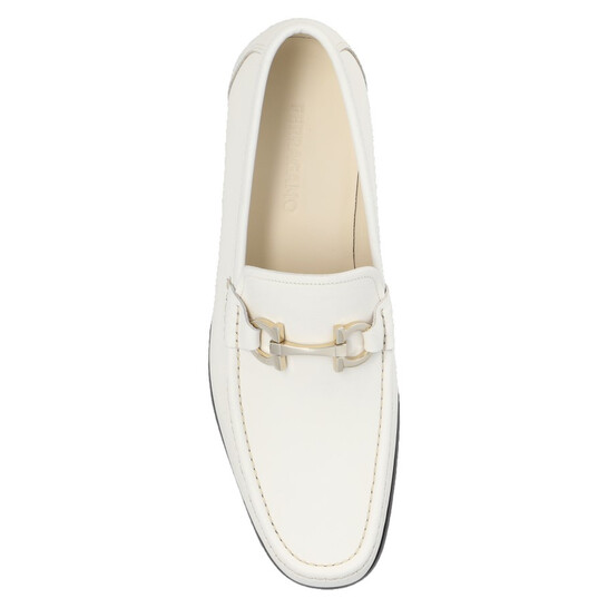 Ferragamo White Gancini Ornament Loafers, Size 5.5 029457 769878