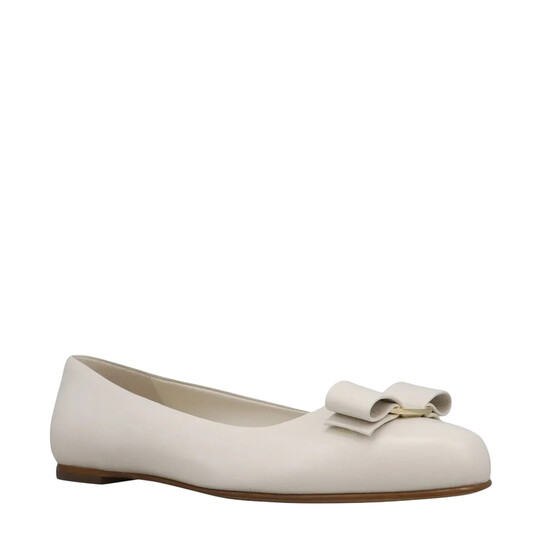 Ferragamo White Varina Ballet Flats, Size 6.5 01M621 779606