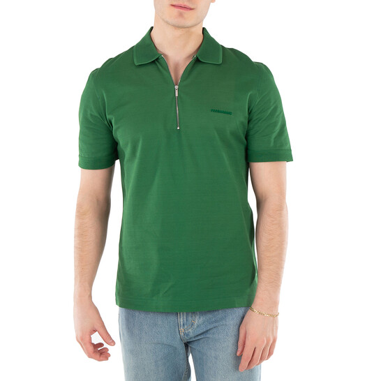 Ferragamo Zip Collar Polo Shirt, Size Small 122327 773254