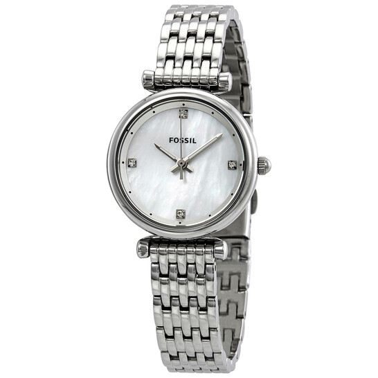 【30周年記念モデル】FOSSIL WATER WATCH レディース Fossil Carlie Crystal White Mother of Pearl Dial Ladies