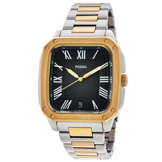 Fossil Crosby Quartz Black Dial Two-Tone Men's Watch FS6123