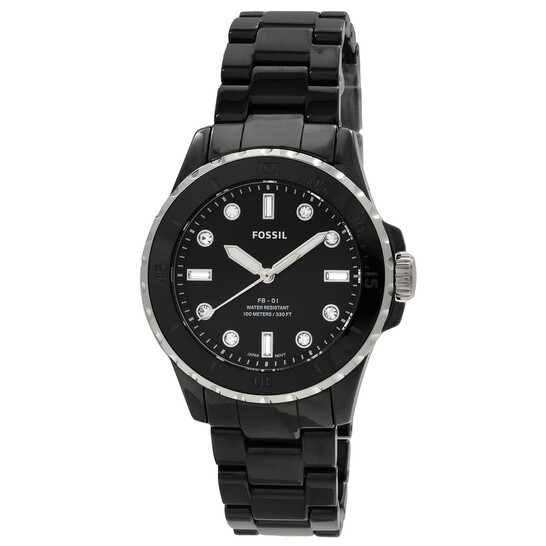 Fossil FB-01 Quartz Crystal Black Dial Ceramic Band Ladies  display picture 1