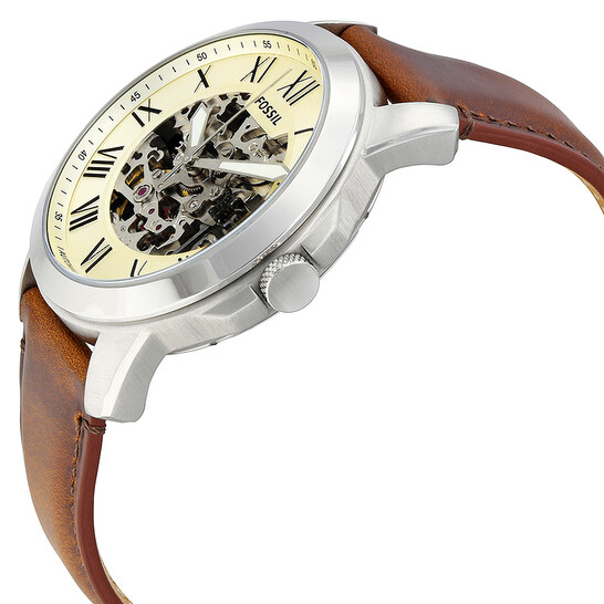 Fossil Grant Automatic Beige Skeleton Dial Men's Watch