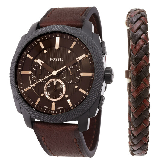 FOSSIL Fossil Machine ブラウンレザー Fossil Machine Mid-Size Chronograph Brown Leather Watch | Dillard's