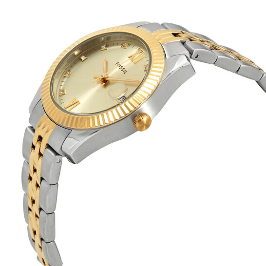 Fossil Scarlette Mini Quartz Crystal Gold Dial Ladies Watch