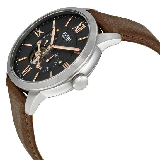 FOSSIL 自動巻き腕時計 ME3061 ブラック Townsman Automatic Leather Watch Brown - ME3061 - Fossil
