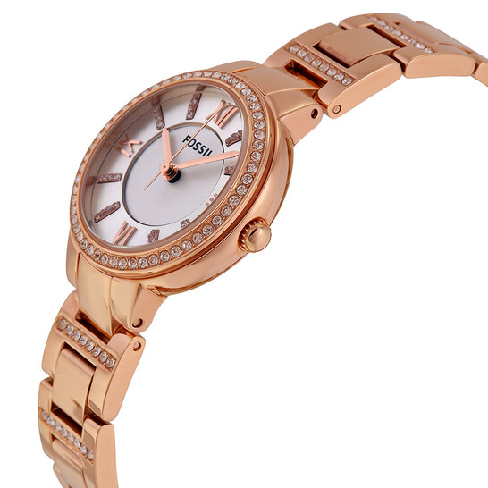 Fossil Virginia Silver Dial Rose Gold-tone Ladies Watch
