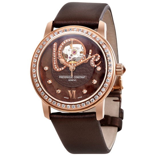 Frederique Constant Automatic Brown Dial Leather Ladies Watch FC-310CLHB2PD4 - 546x546
