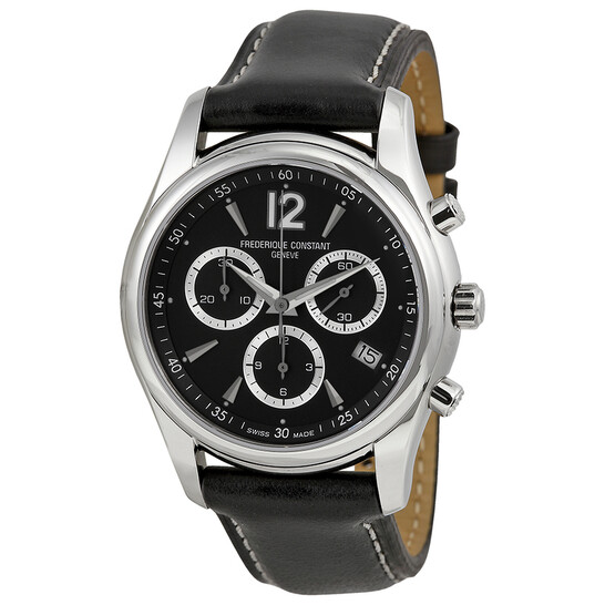 Frederique Constant Junior Chronograph Black Dial Leather Men's Watch 292BS4B26 - 546x546