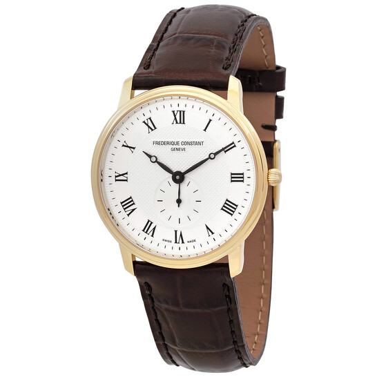 Frederique Constant Slim Line Silver Dial Gold-Plated Unisex Watch 235M4S5 - 546x546