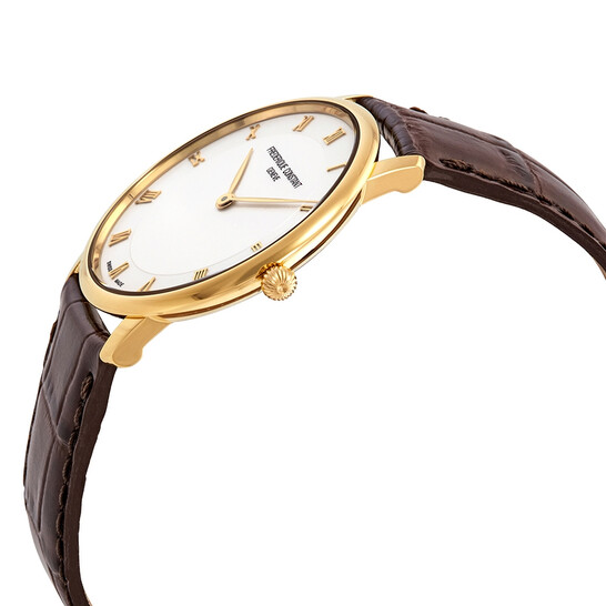 Frederique Constant Slimline White Dial Brown Leather Men's Watch