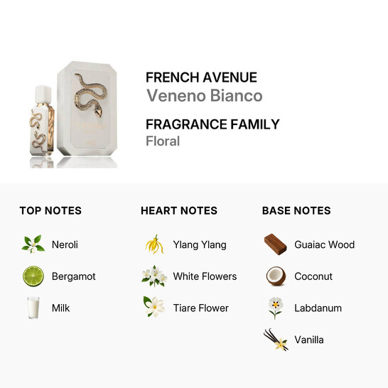 French Avenue Unisex Veneno Bianco EDP Spray 3.38 oz Fragrances