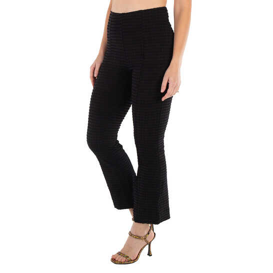 Ganni Seersucker Cropped Pants In Black, Brand Size 34 (US