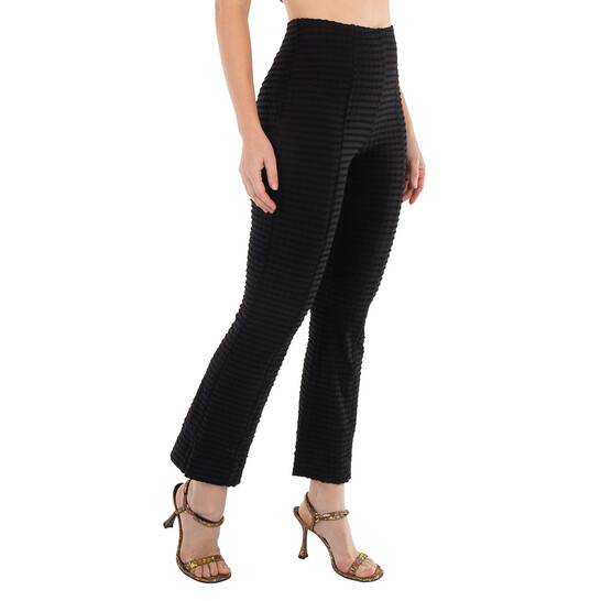Ganni Seersucker Cropped Pants In Black, Brand Size 34 (US