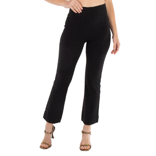 Ganni Seersucker Cropped Pants In Black, Brand Size 34 (US