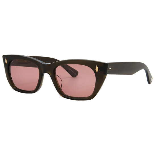 Garrett Leight Vienna BGST Burgundy Stripe Frame Grey Lens Cat Eye Sunglasses Garrett Leight Vienna BGST Burgundy Stripe Frame Grey Lens  main image 4