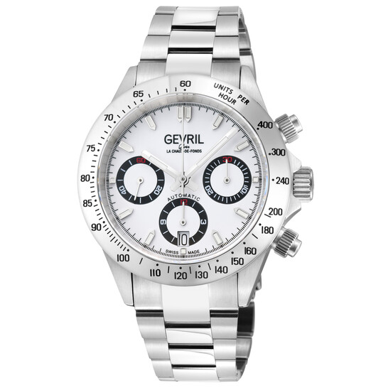 Gevril New Amsterdam Chronograph Automatic White Dial Men's Watch