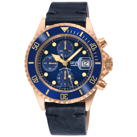 Gevril Wallstreet Chronograph Automatic Blue Dial Men's Watch