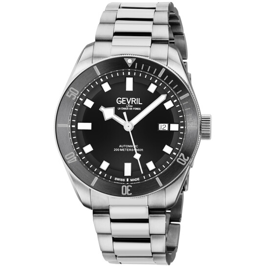 Gevril Yorkville Swiss Automatic Black Dial Men's Diver Watch