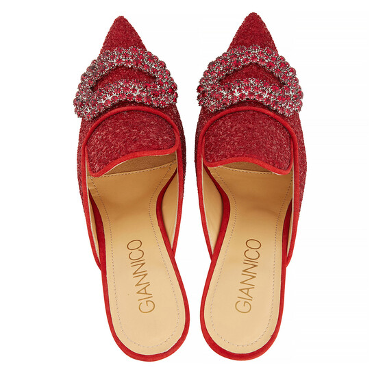 Giannico Ladies Ruby Red Daphne Glittered High-heel Mules