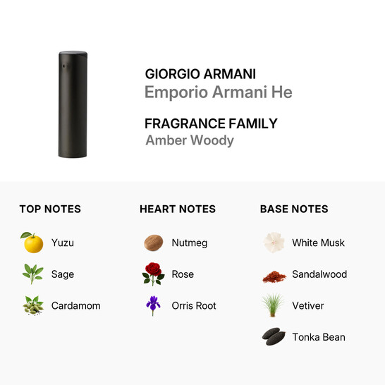 Giorgio Armani Men's Emporio Armani He EDT Spray 3.4 oz Fragrances