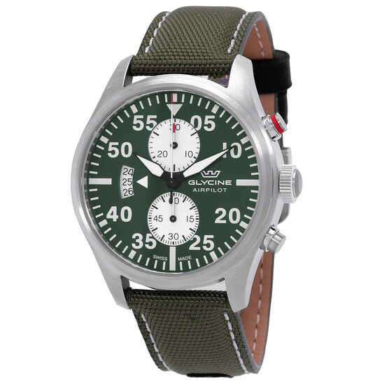 Glycine Airpilot Chrono 44 Chronograph Quartz Green Dial Men's Watch GL0445 - 546x546