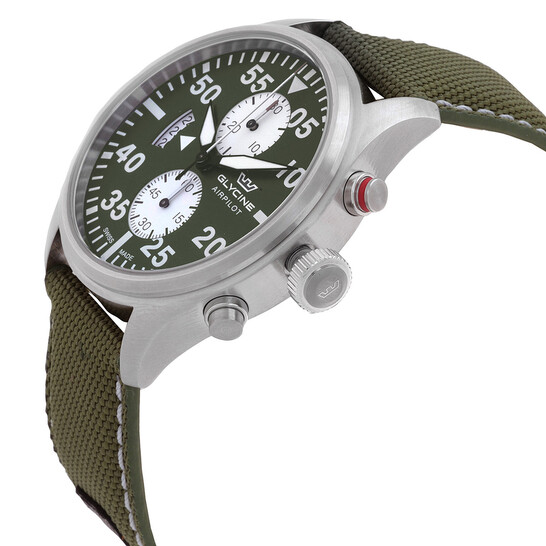 Glycine Airpilot Chrono 44 Chronograph Quartz Green Dial Men's Watch GL0445 - 546x546 Image #2