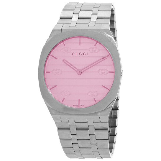 Gucci 25H Quartz Pink Dial Ladies Watch YA163410 - Watches, 25H