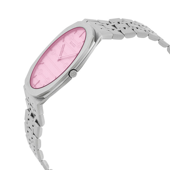 Gucci 25H Quartz Pink Dial Ladies Watch YA163410 - Watches