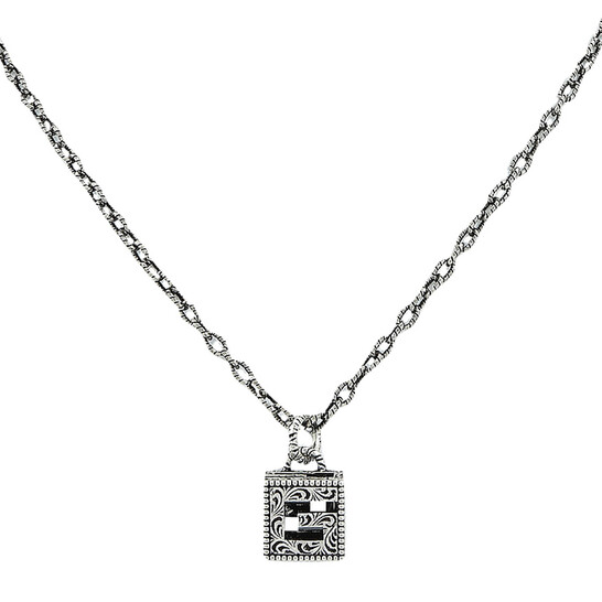 Gucci Aged Sterling Silver G Cube Necklace YBB552768001