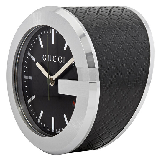 Gucci Black Diamond Pattern Dial Table Clock YC210006 - Jomashop