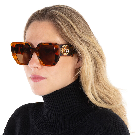 Gucci Brown Geometric Ladies Sunglasses GG0956S 007 54