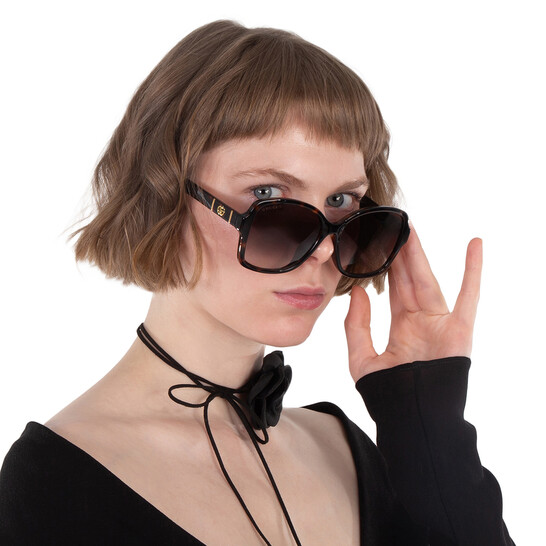 Gucci Brown Gradient Butterfly Ladies Sunglasses GG0765SA 003 57