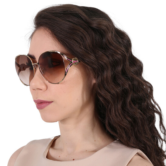 Gucci Brown Gradient Oval Ladies Sunglasses GG0225S 007 63