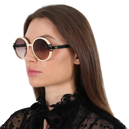GUCCI◆メガネ/-/プラスチック/BRW/BRW/レディース/GG3550 Gucci Brown Gradient Round Ladies Sunglasses GG1067S 003 58