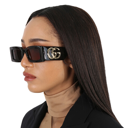 Gucci Brown Rectangular Ladies Sunglasses GG1425S 002 53
