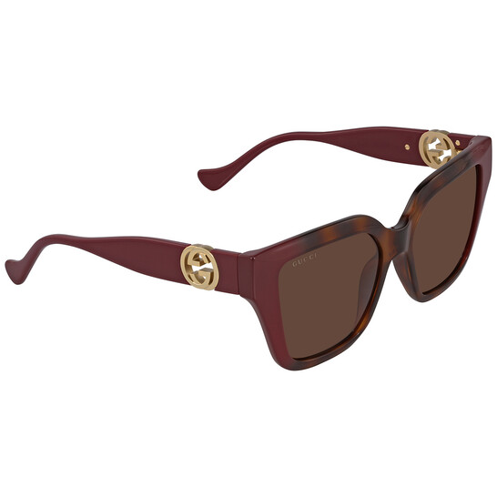 GUCCI GG1023S 009 Havana Cat Eye 54 mm Women\'s Sunglasses GUCCI GG1023S 009 Rectangular Havana Burgundy Brown 54 mm  main image 2