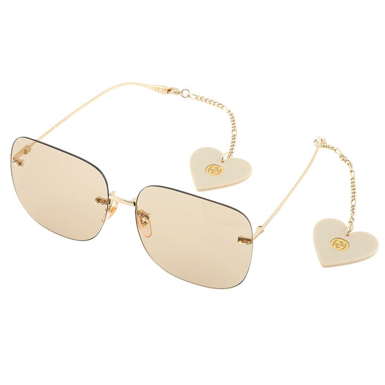 新品同様 GUCCI サングラス GG1148S スクエア チャーム 度なし Gucci Brown Square Ladies Sunglasses GG1148S 003 65