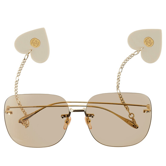 新品同様 GUCCI サングラス GG1148S スクエア チャーム 度なし Gucci Brown Square Ladies Sunglasses GG1148S 003 65
