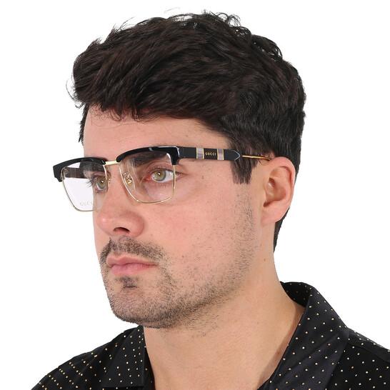 メガネ Gucci Eyeglass Frame GG0605O 001 Retro Square Gucci Demo Square Men's Eyeglasses GG0605O 001 52