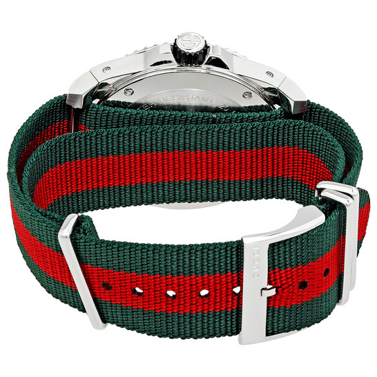 Gucci Dive Black Dial Green and Red Nylon Men's Watch
