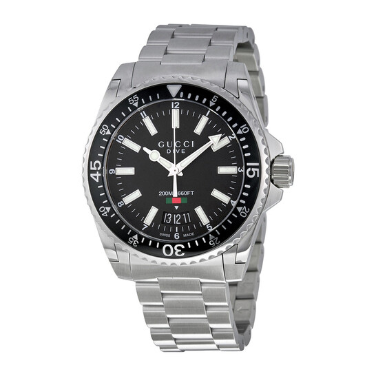 GUCCI グッチ ダイブ（DIVE） YA136301 Gucci Dive Black Dial Stainless Steel Men's Watch YA136301