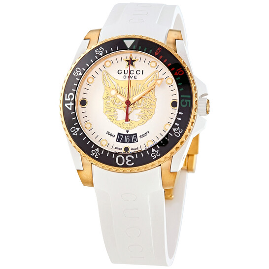 Gucci Dive Quartz White Dial Ladies Watch YA136322 731903466869