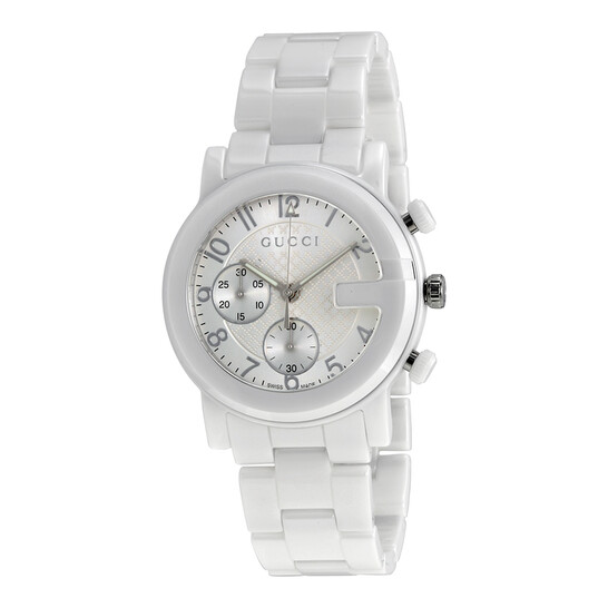 GUCCI Gクロノ 白 Gucci G-Chrono Chronograph White Dial White Ceramic Men's Watch