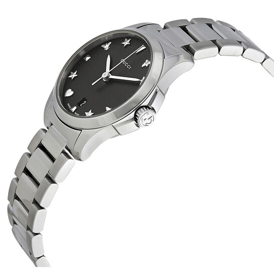 Gucci G-Timeless Black Dial Stainless Steel Ladies Watch YA126573