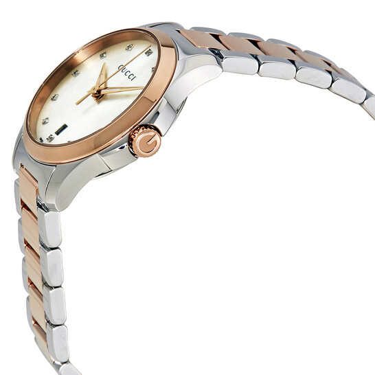 GUCCI シルバー×ピンクゴールド　時計　YA126544 Gucci G-Timeless Diamond Mother of Pearl Dial Ladies Watch