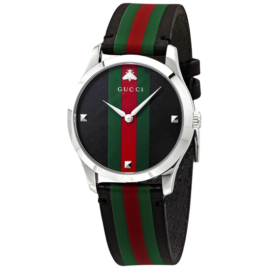 Gucci G-Timeless Tri-Color Dial Leather Men's Watch YA1264079 - Main Image