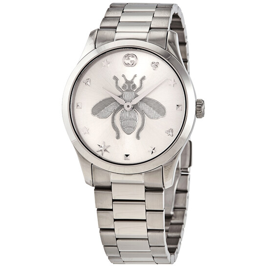 Gucci G-Timeless Quartz Silver Dial Ladies Watch YA1264126