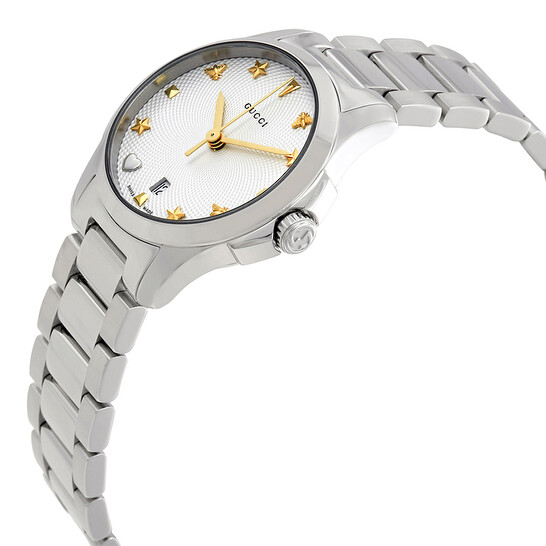 Gucci G-Timeless Silver Dial Stainless Steel Ladies Watch YA126572